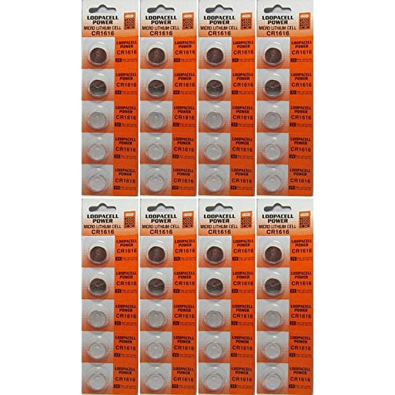 40 Pcs Loopacell CR1616 Watch / Electronic / Keyless Entry Battery, 3.0 Volt Lithium