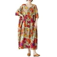 thumbnail image 2 of Njagoc3 Plus Size Womens Round Neck Bold Floral Oversized Maxi Dress for Summer Gatherings & Resort Wear, 2 of 6