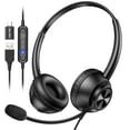 thumbnail image 1 of Auriculares USB New bee con micrófono para PC con cable USB-A y USB-C, 1 of 8