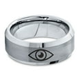 thumbnail image 2 of Tungsten Looking Seeing Eye Band Ring 8mm Men Women Comfort Fit Gray Step Bevel Edge Brushed Polished, 2 of 4