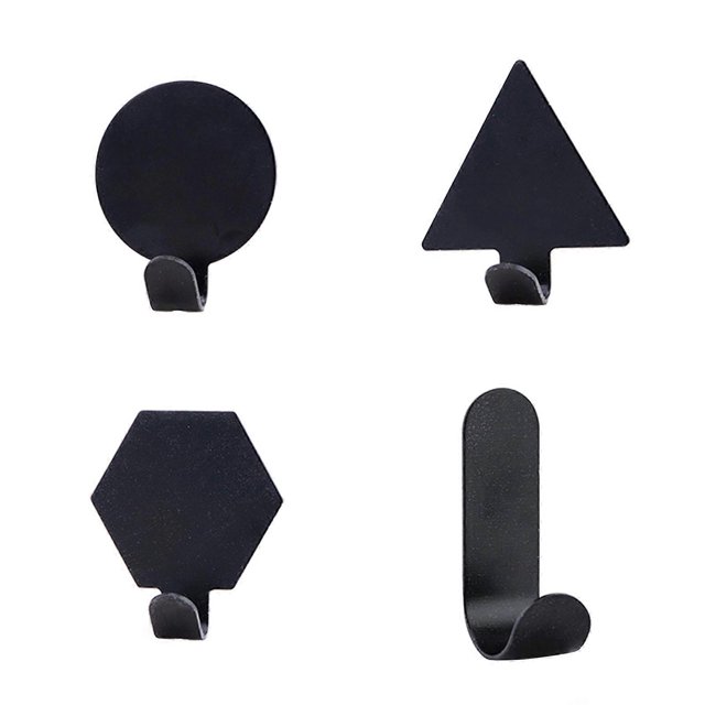 Perchero de pared con diseño geométrico de metal para el hogar, 4 unidades