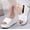 White, variant on Women's Minimalist Single Strap Wedge Heel Slides, Open Toe Platform Mule Sandals, Trendy Summer Footwear for Vacation, Date Black 40