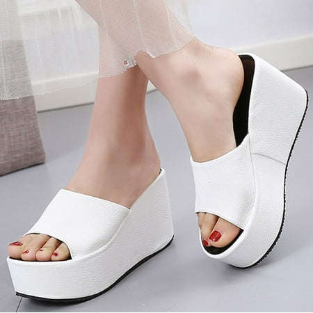 

NECHOLOGY Womens Warm Slippers Size 9 Shoes Slippers Casual Sandals Walk Women‘s Toe Shoes Wedges Summer Slippers Womens for House White 7