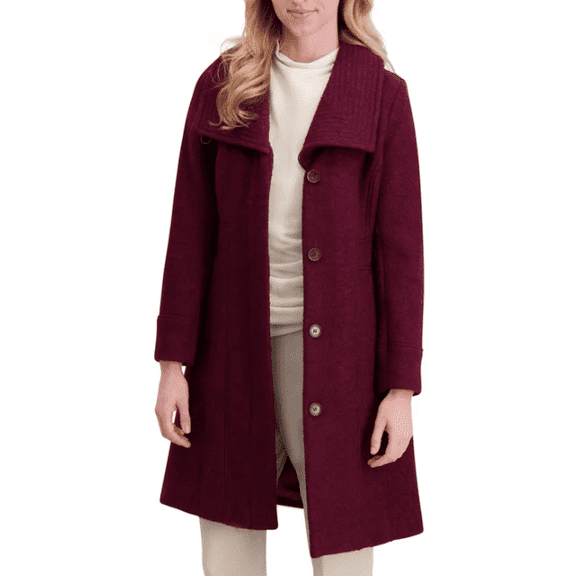 Kenneth Cole Women's Wool Blend Coat, Dark Red, XL