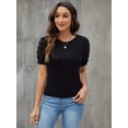 thumbnail image 4 of Womens Short Sleeve Blouse Business Casual Dressy Tops Ribbed Summer Stylish Work Shirts, 4 of 5