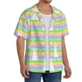 thumbnail image 2 of Sikiie Rainbow Rabbit Men's Wrinkle Free Untucked Cuban Shirt Business Casual Button Down Shirts Short Sleeve ShirtLarge, 2 of 5