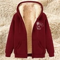 thumbnail image 2 of CFLVAEK Fall Winter Hoodies for Women Plus Size Sherpa Fleece Lined Hoodie Jackets Fashion Graphic Full Zip Hooded Sweatshirts with Pockets Wine XL, 2 of 5