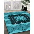 thumbnail image 3 of Ahgly Company Machine Washable Indoor Rectangle Transitional Bright Turquoise Blue Area Rugs, 3' x 5', 3 of 7