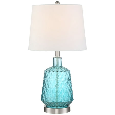 360 Lighting Modern Coastal Accent, Aqua Colored Glass Table Lamp