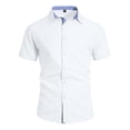thumbnail image 4 of CBASIHI Mens Button Down Shirt with Pocket- Summer Beach Casual Short Sleeve Breathable Cotton Linen Turndown Collar Blouse White Size M, 4 of 5