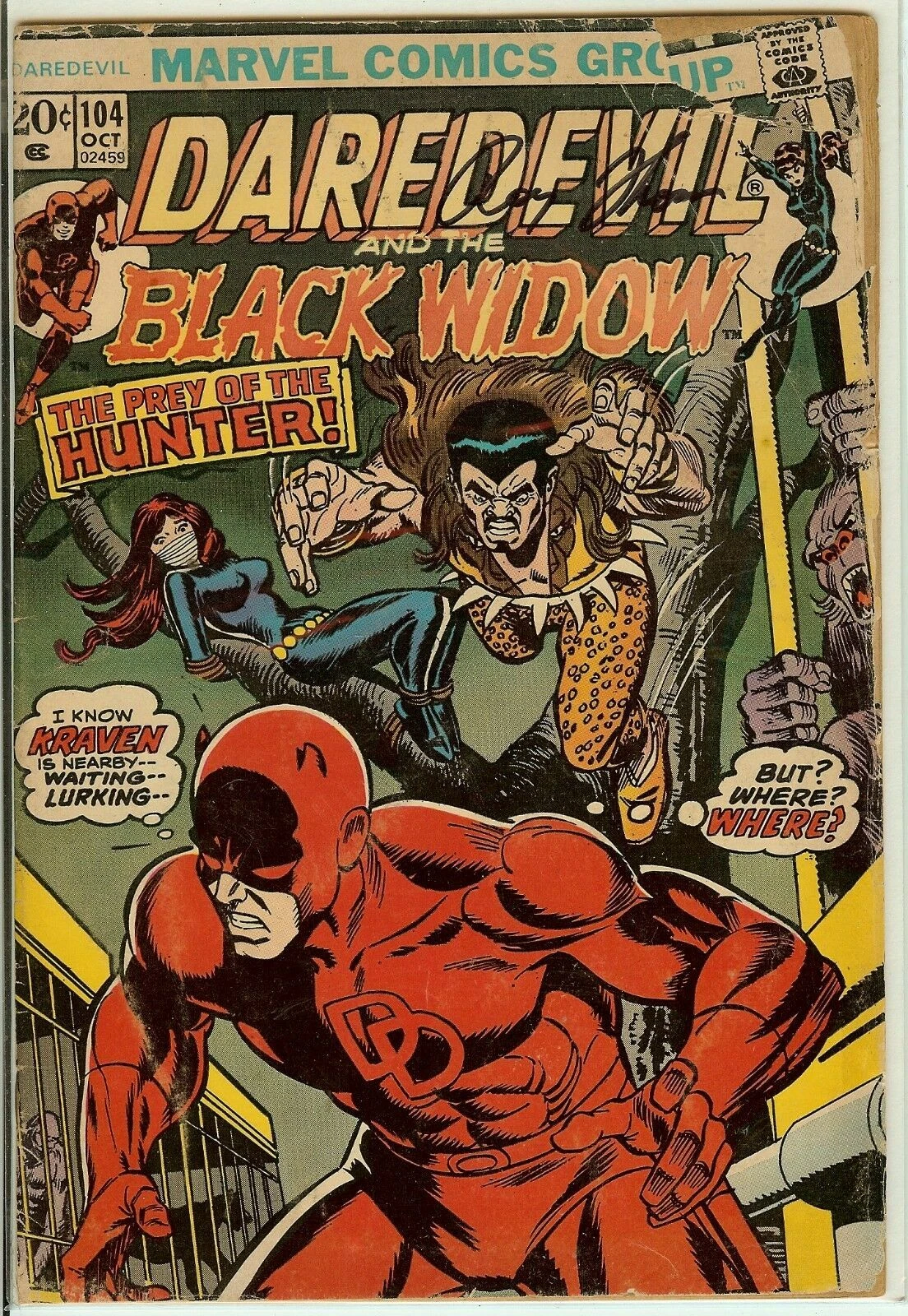 DareDevil #104 GOOD Condition Signed by Roy Thomas