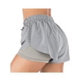 thumbnail image 2 of Women's Running Shorts Double Layer Hollow Out Fitness Yoga Workout Athletic Shorts, Grey, X-Large, 2 of 7