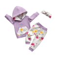 thumbnail image 1 of Eghunooy Ropa para bebé niña de manga larga con capucha floral y pantalones con bolsillo y diadema (18-24 meses), color morado, 1 of 1