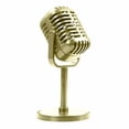 thumbnail image 1 of Microphone Vocal Dynamique Rétro Classique, Micro Vintage, Support Universel pour Performance en Direct, Karaoké, Enregistrement en Studio, Or, 1 of 5