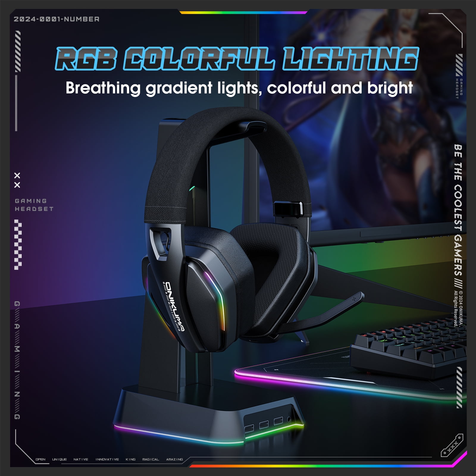 Wireless Gaming Headset for PS5/PS4/PC/Mac/Switch,over Ear 2.4GHz Bluetooth Gaming Headphones with Noise Canceling Mic,3.5mm Wired Mode for Xbox Controller