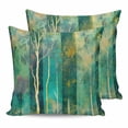 thumbnail image 7 of Outdoor Pillow Covers Throws Abstract Forest Tree Oil Painting,Waterproof Pillow Cases Pack of 2 Green and Teal Artwork,Durable Cushion Cover Pillowcase for Patio Balcony Couch Garden, 7 of 7