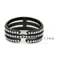 thumbnail image 2 of IP Black(Ion Plating) Stainless Steel Ring with Top Grade Crystal in Clear for Women Clear Stone Color Style TK3594 Size 5, 2 of 5