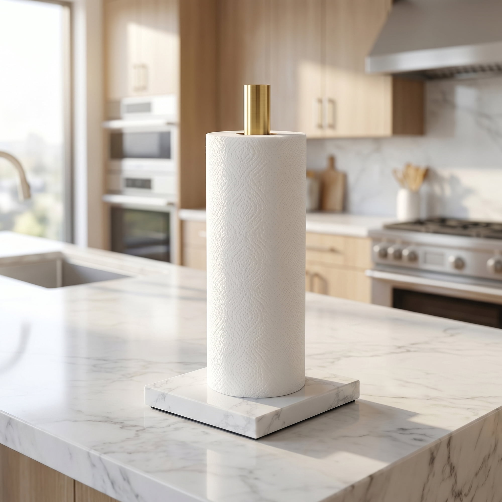 Unique Bargains Non Slip Base Paper Towel Holder Gold F 11.7x5.9inch