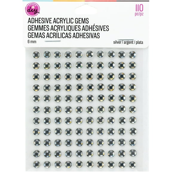 CousinDIY Acrylic Adhesive Gems 6mm-Silver