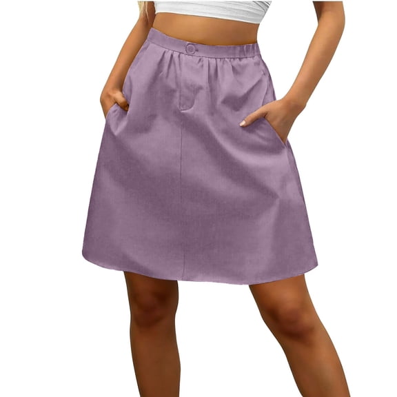 ByworldtasicNo Boundaries Plus Size Skirt for Women Midi Skirts Button Elastic High A Line with Pockets