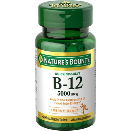 Nature's Bounty Vitamin B12 Supplement, Supports Metabolism and Nervous System Health, 5000mcg, 40