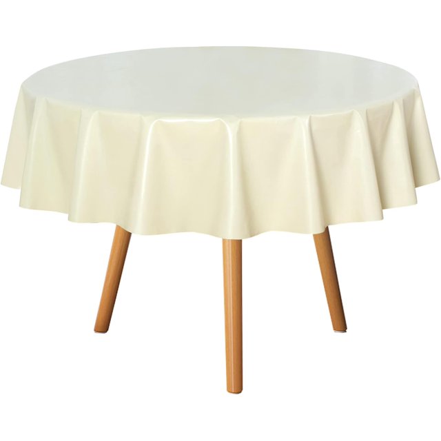 Clear Plastic Round Tablecloth Vinyl PVC Table Cloth Protector Oil Spill Proof Wipe Clean Table Cover for Dining Tables Parties Camping Crystal Clear
