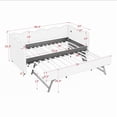 thumbnail image 2 of Bellemave Twin Size Daybed with Pop Up Trundle, Twin to King Daybed with USB Charging Port, Plaid Linen Upholstered +Wood Extendable Sofa Bed for Living Room/Bedroom/Guest Room,Cyan, 2 of 8