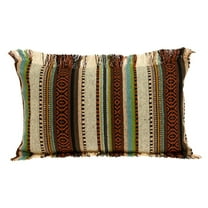 Parkland Collection Woody 24x14" Stripes Cotton Throw Pillow in Brown/Beige