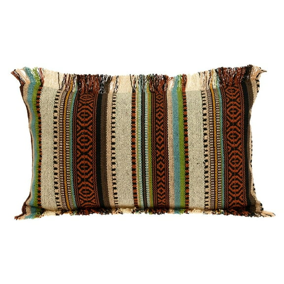 Parkland Collection Woody 24x14" Stripes Cotton Throw Pillow in Brown/Beige
