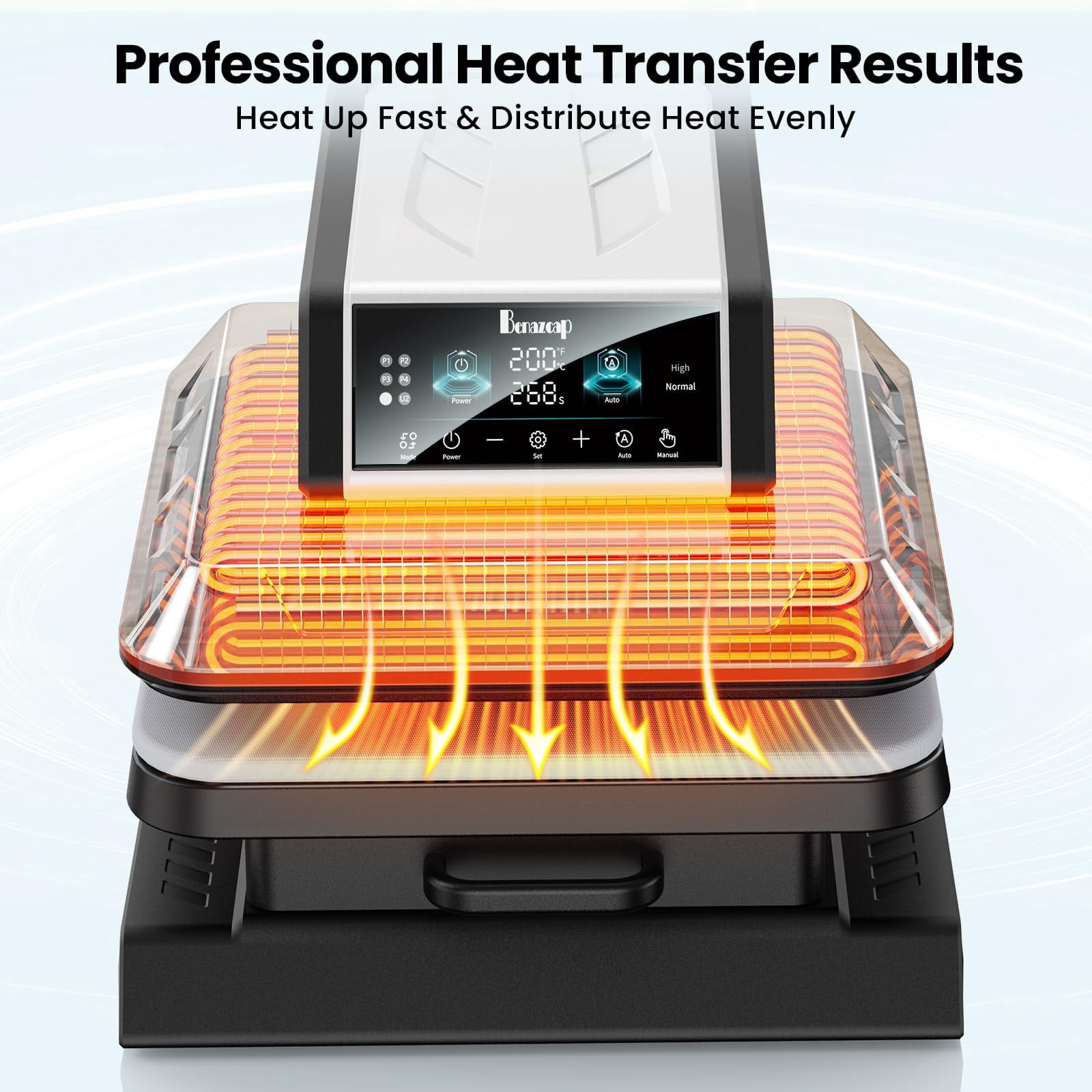 RTB-Benazcap Auto Heat Press Machine for T Shirts-Auto-Release 15x15 Heat Press - Rapid Heating, Even Heat Distribution, Ideal for HTV, Sublimation, Heat Transfer Projects