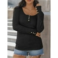 thumbnail image 6 of Womens Long Sleeve Shirts Casual Fall Fashion Clothes Tops Basic Ribbed Knit T Shirts, 6 of 6