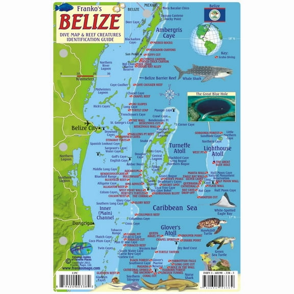Franko Maps, Belize Reef Creatures Fish ID-Card