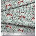 thumbnail image 3 of Soimoi Green Silk Fabric Leaves,Berries & Bird Folk Art Decor Fabric Printed Yard 42 Inch Wide, 3 of 3