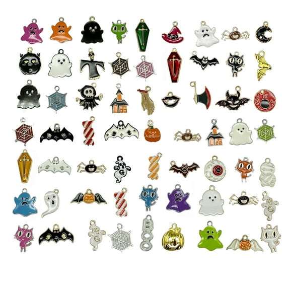 25Pair Mixed Style Alloy Halloween Series Charms Ghost Bat Spider Pendant Jewelry Making DIY Accessories