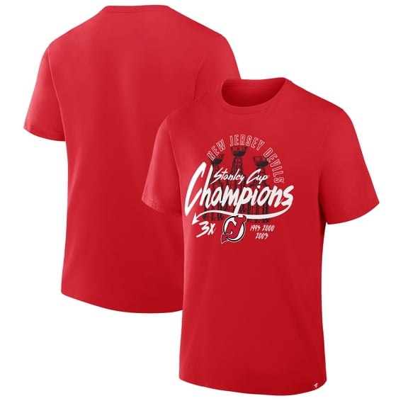 Men's Fanatics Red New Jersey Devils 3x Stanley Cup Champions T-Shirt