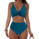 thumbnail image 4 of Traje de baño de bikini liso sin mangas para mujer, traje de baño push-up acolchado, conjuntos de blusa de traje de baño de poliéster para mujer, 4 of 6