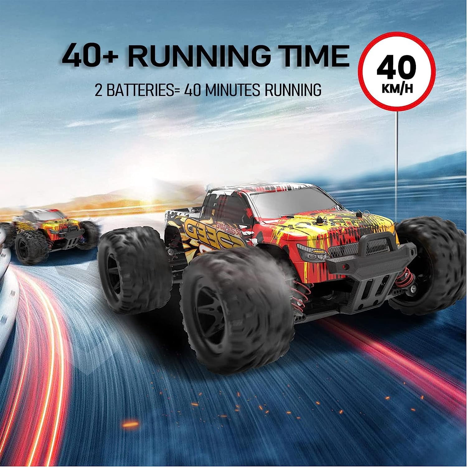JoyStone RC Car 30+ mph High Speed Remote Control Car for Adults, 1:16 Scale 4WD All Terrain Off-Road RC Monster Truck Gifts for Boys, 2 Batteries