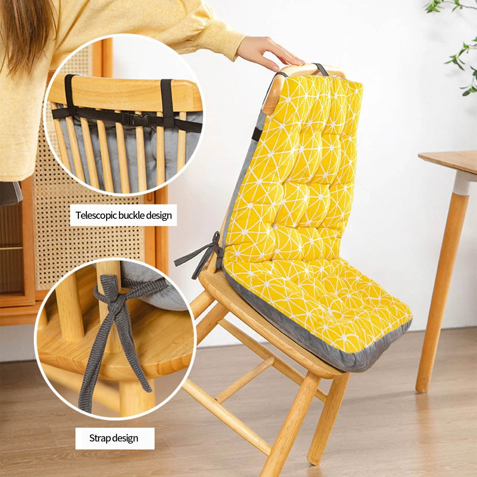 Indoor Outdoor Chair Pads Cushion, High Back Chair Cushions, Dining -Kitchen -Office Chair Seat Cushion with Ties Thickened One-Piece Outdoor Indoor Furniture Chair Seat Cushion