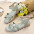thumbnail image 2 of Sandalias planas de verano con punta abierta y cabeza redonda para mujer, sandalias decorativas de flores de viento sencillas y cómodas a la moda Retro multicolor 202337 Gao Jinjia LED, 2 of 2