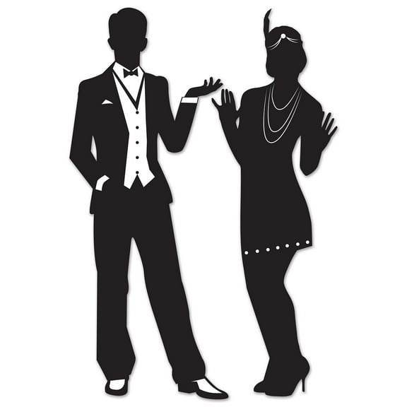 Club Pack of 24 Black Dancers Stand-Up Silhouette Cutouts 37"