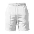thumbnail image 4 of Besolor Men's Shorts Cotton Linen Wide Leg Elastic Waisted Lightweight Breathable Thin Casual Summer Shorts with Pockets(X-Large,White), 4 of 6