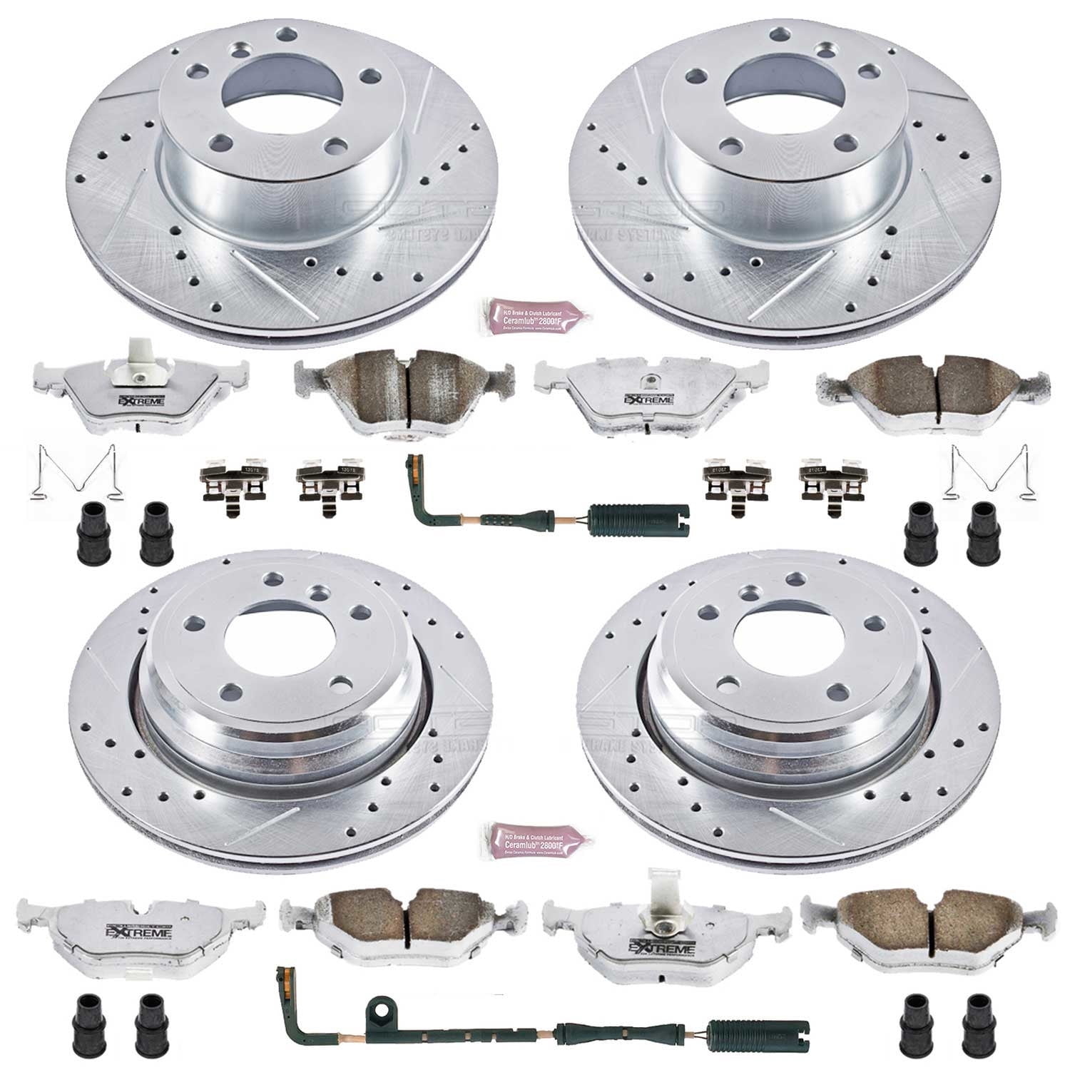 PowerStop Front and Rear Z26 Street Warrior Carbon-Fiber Ceramic Brake Pad and Drilled and Slotted Rotor Kit Fits: BMW Select Models K2746-26