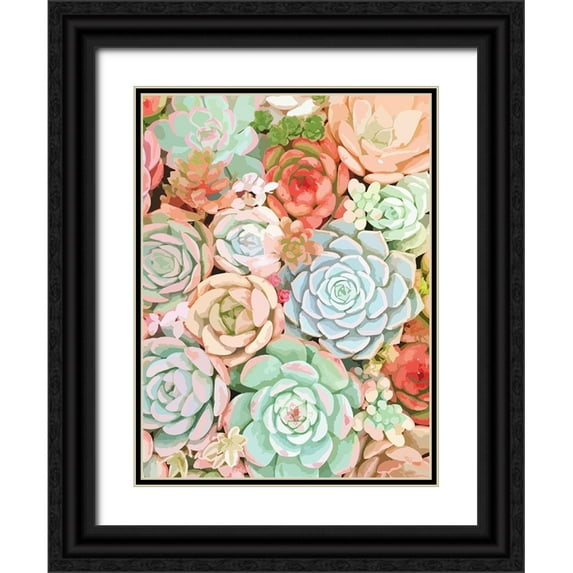 Robinson, Tamara 25x32 Black Ornate Wood Framed with Double Matting Museum Art Print Titled - Succulent
