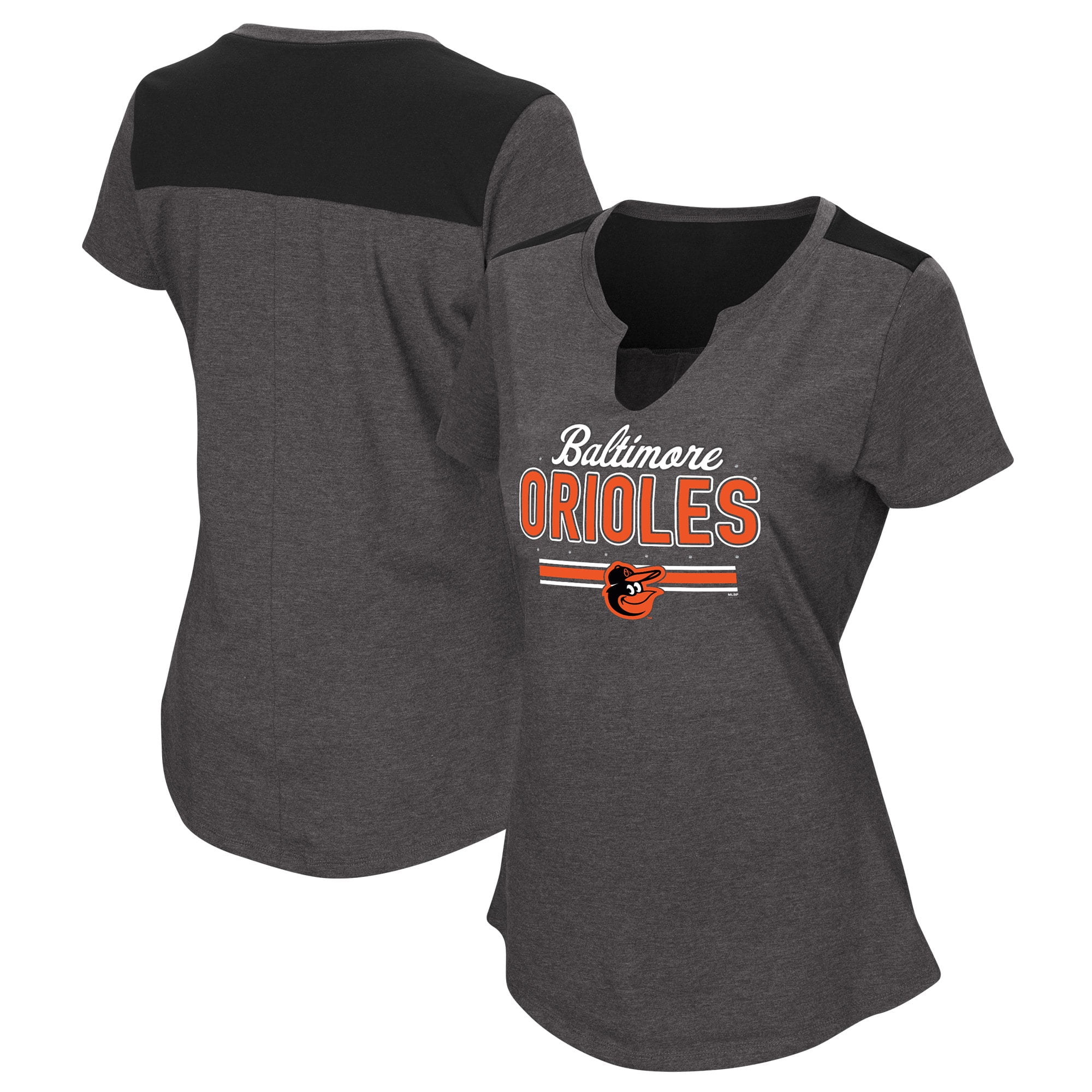 New Baltimore Orioles Womens Plus Sizes 1X-4X Black Majestic Shirt