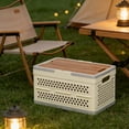 thumbnail image 6 of Shipiny Outdoor Portable Foldable Picnic Basket, Handheld Multifunctional Storage Box, Household Miscellaneous Storage Basket for Camping, Travel and Daily Use, Beige, 6 of 7