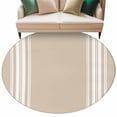 thumbnail image 2 of Farmhouse Khaki Round Living Room Rugs 7 ft, White Stripe Washable Area Rug with Non-Slip Sturdy Edge Binding Round Carpet for Kitchen Office Bedroom, 2 of 9