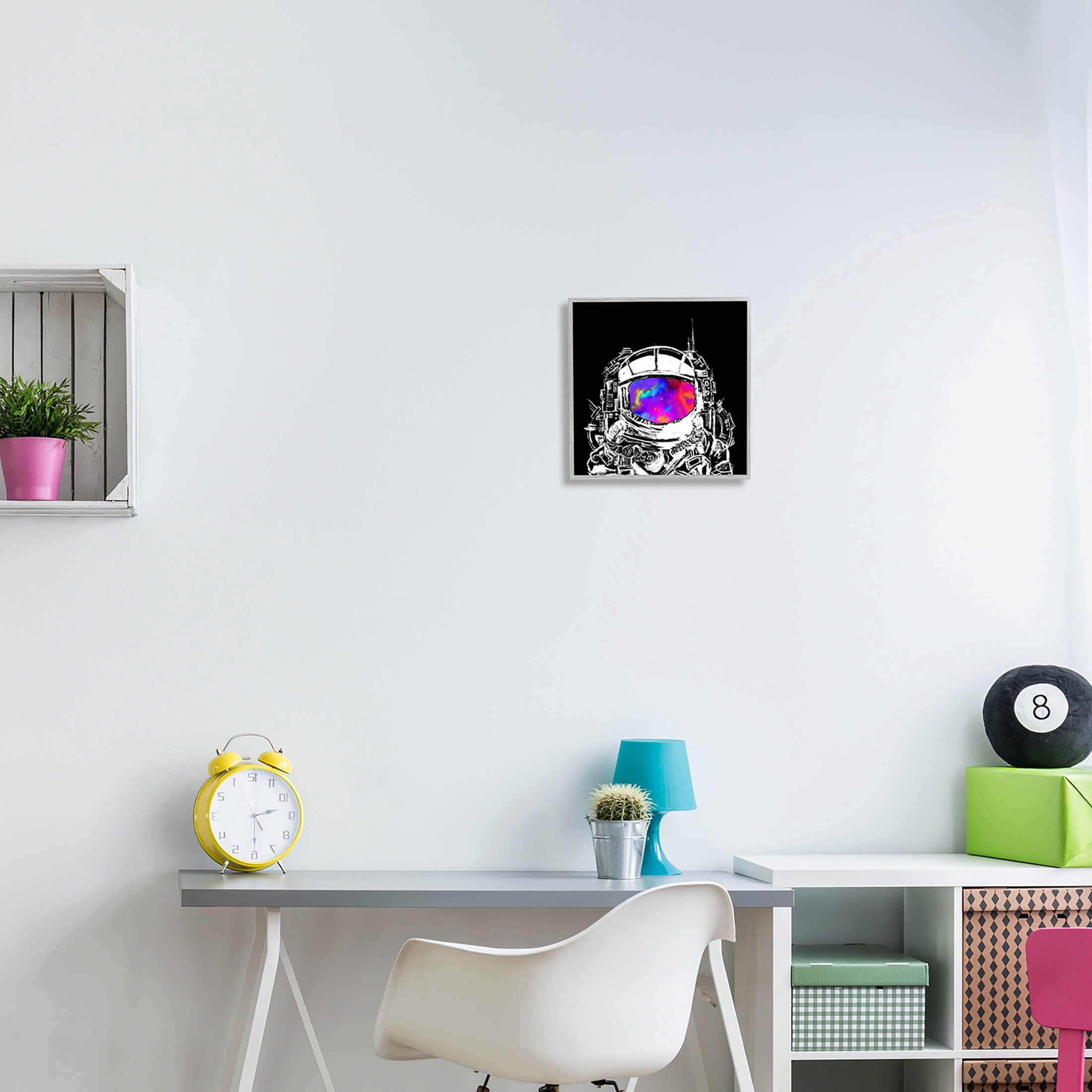 Astronaut Vivid Rainbow Nebula Art for Kids Graphic Art Gray Framed Art Print Wall Art