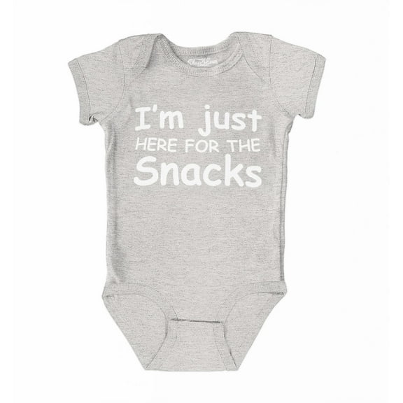 Shop4Ever I'm Just Here for the Snacks Funny Baby's Bodysuit Infant Cotton Romper 6 Months Heather Grey