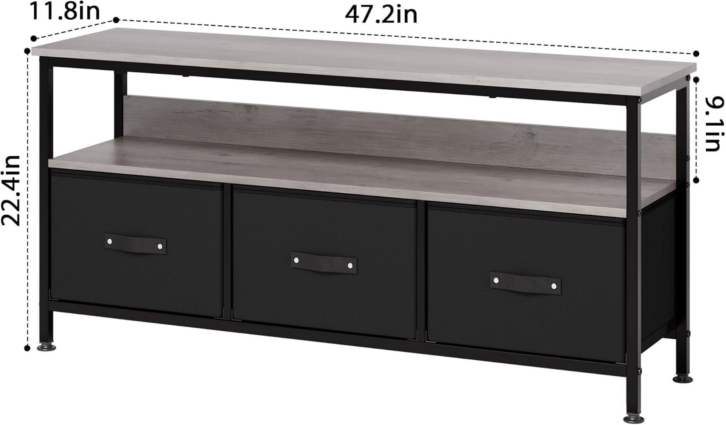 Hetoy Wooden TV Stand with 3 Drawers and Shelves – Stylish Low Profile Cabinet for TVs Up to 55 Inches, Perfect for Living Room Organization,Vintage Black