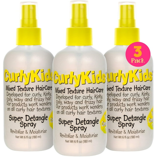 Spray súper desenredante CurlyKids | Spray desenredante para el cabello con control de encrespamiento para niños, cuidado del cabello para cabello rizado, ondulado y rizado, sin sulfatos ni parabenos,
